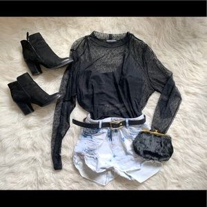 High-waisted Acid Washed Jean Shorts